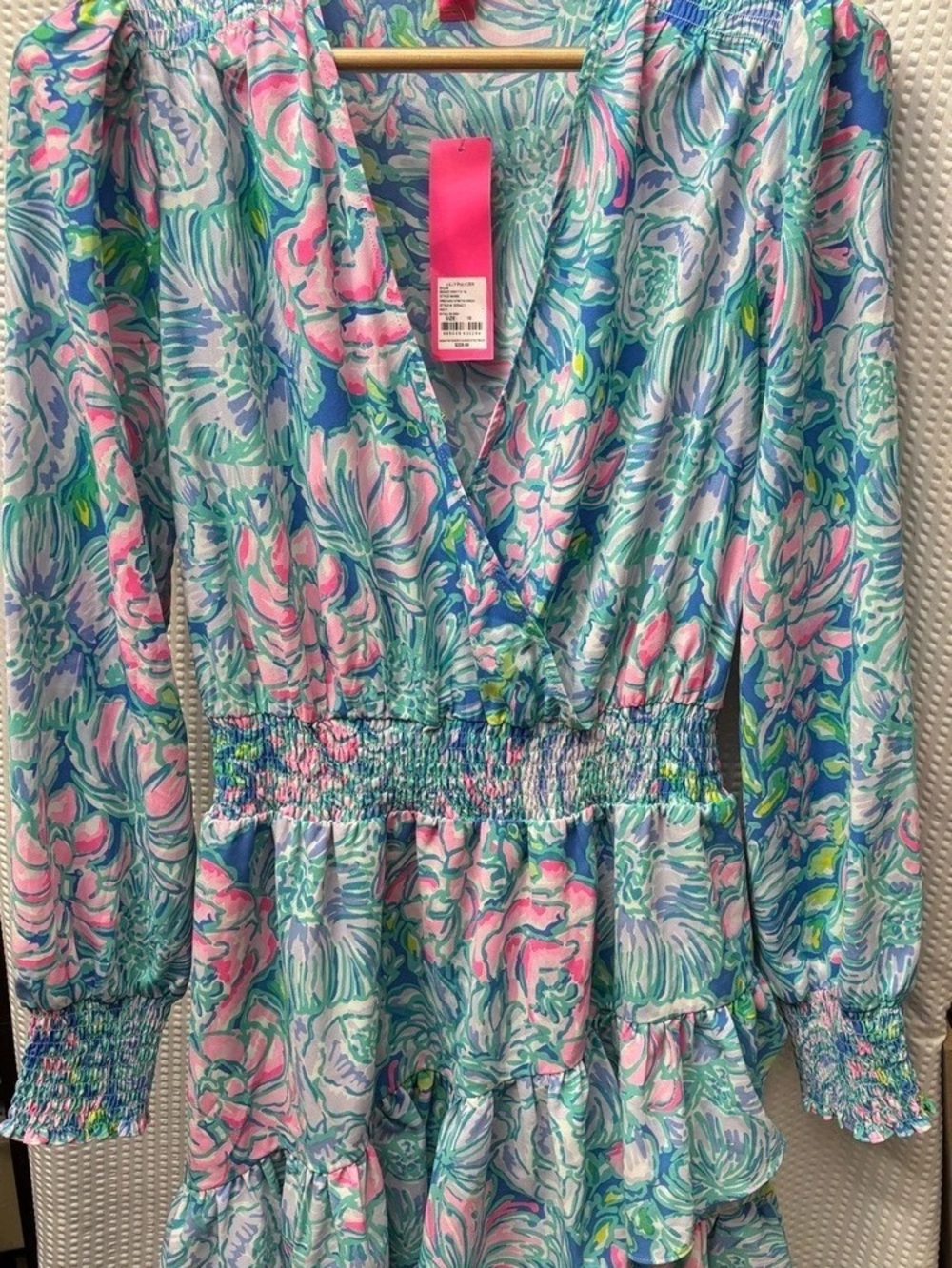Lilly Pulitzer Cristiana Stretch Dress Floral Mini Dress Blue & Pink Size 10